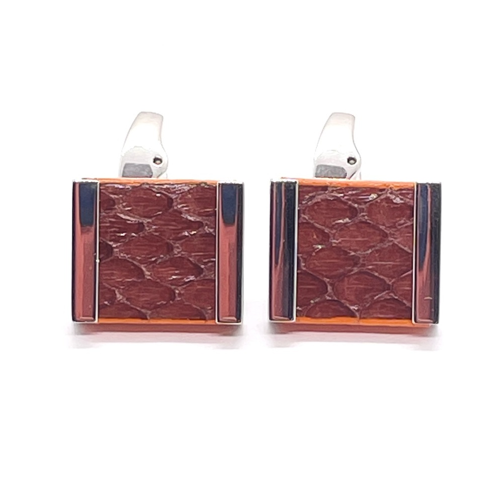 R|T by Robert Tateossian Cufflinks. Python Brown & Orange Stainless Steel - NIB